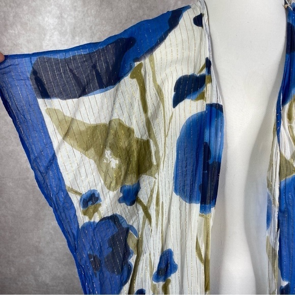 Aratta Silent Journey Kimono-Style Tassel Wrap Top In Blue One Size - Picture 5 of 9